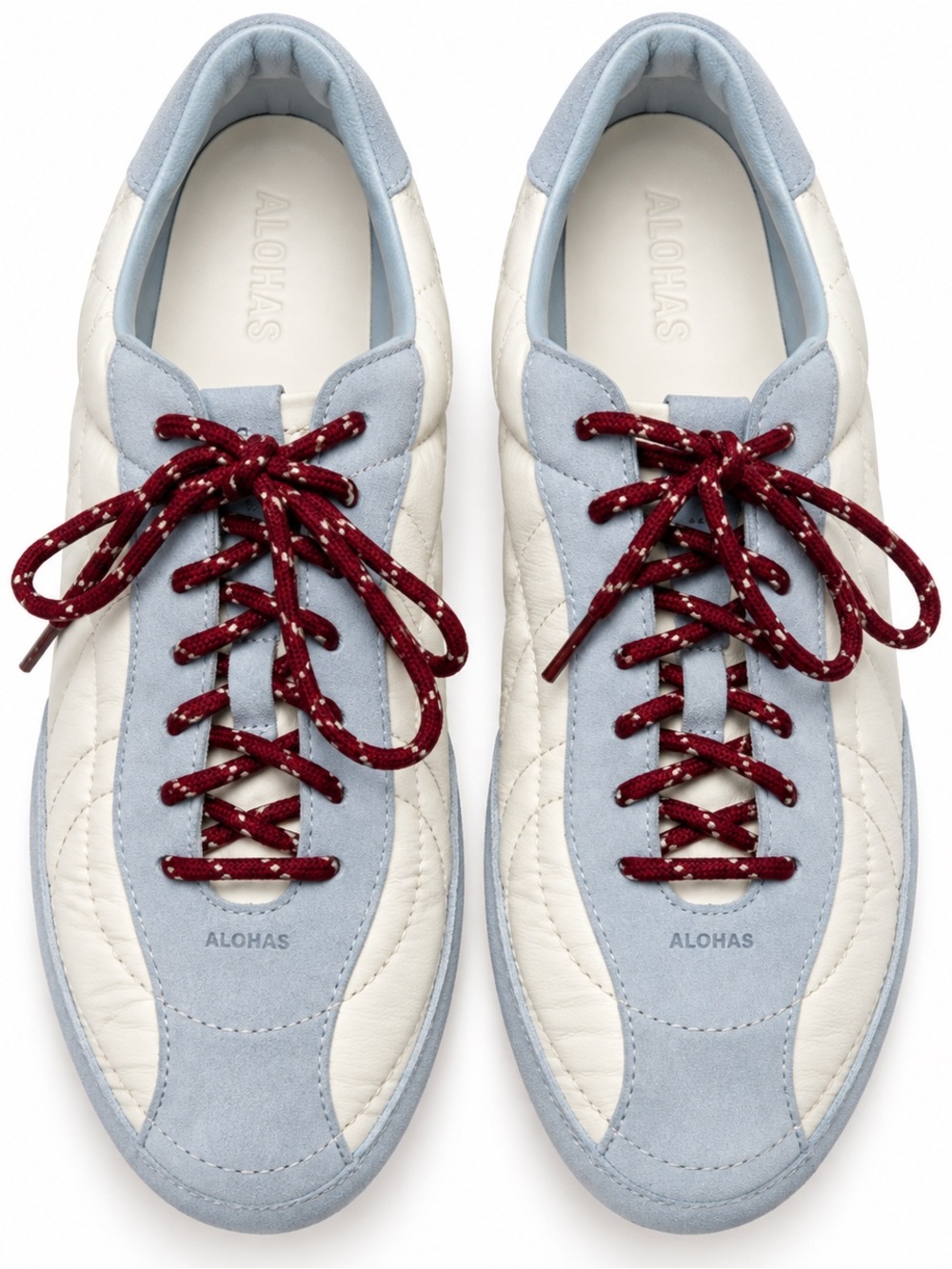 ALOHAS Light Blueish Grey Sneakers with Red Laces